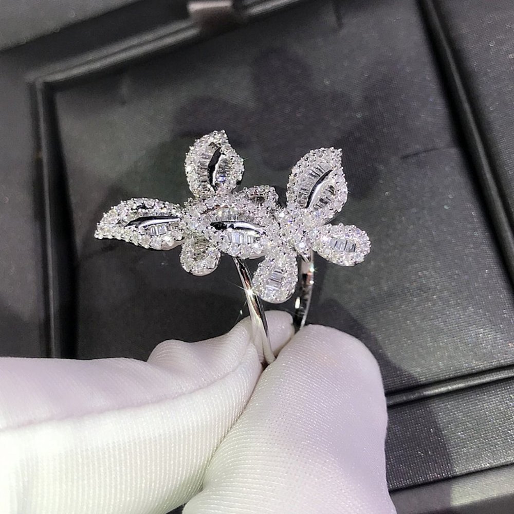 NEW 925 Silver Diamond Double Butterfly Ring - Picture 8 of 14